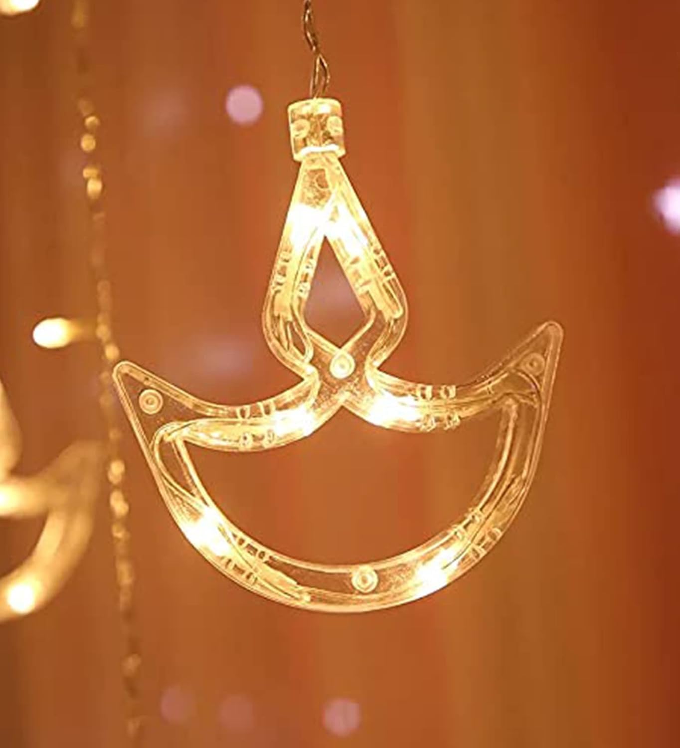 Curtain Style LED Diya String Lights – Warm White Glow